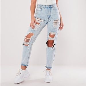 Missguided High-Waisted Distressed Mom Jeans